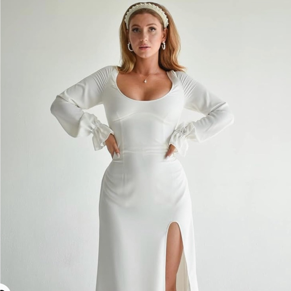 The Drop Snow White Long Sleeve Maxi Dress by Caroline Crawford Patterson size M